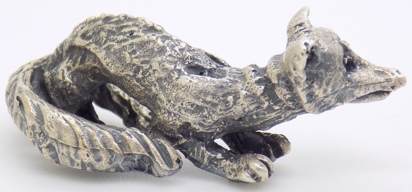 Vintage Italian Handmade Genuine Silver .800 Weasel Rare Figurine Miniature